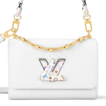 Túi đeo vai khóa xoay Louis Vuitton LV x TM Twist MM Slim White