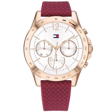 Đồng hồ đeo tay nữ Tommy Hilfiger Rose Gold Sport Watch With Red Silicone Strap Haven Analog Watch for Women TH1782200W