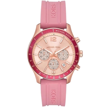 Đồng hồ đeo tay nữ Michael Kors Pink Silicone Strap Rose Gold Dial Watch MKO1039