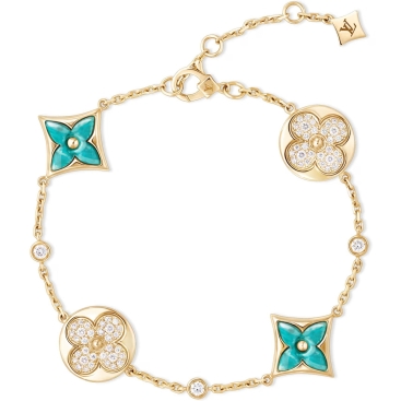 Lắc Tay Louis Vuitton Color Blossom BB Star and Sun Multi Motif Bracelet Yellow Gold Amazonite and Diamonds