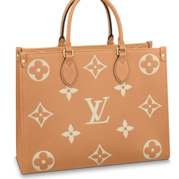 Túi Tote đeo chéo Louis Vuitton LV Onthego MM Arizona Beige Monogram Empreinte Bicolor Leather