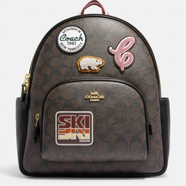 Balo Coach 1941 Court Backpack In Signature Canvas With Ski Patches