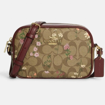 Túi đeo chéo Coach nữ Mini Jamie Camera Bag In Khaki Multi Signature Canvas With Wildflower Print 