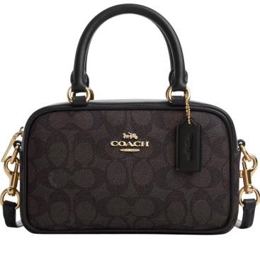 Túi đeo chéo Coach Nữ Satchel Crossbody Bag in Signature Canvas Walnut Black CW197