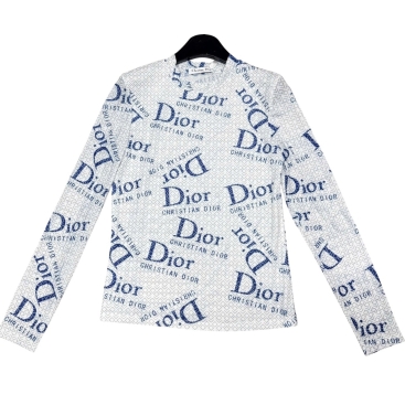 Áo thun nữ dáng ôm cổ lọ Dior