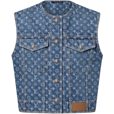 Áo nữ Louis Vuitton Sleeveless Monogram Denim Jacket Blue