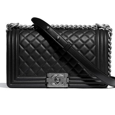 Túi đeo chéo nữ Chanel Boy Medium Leather Black Metal size 25