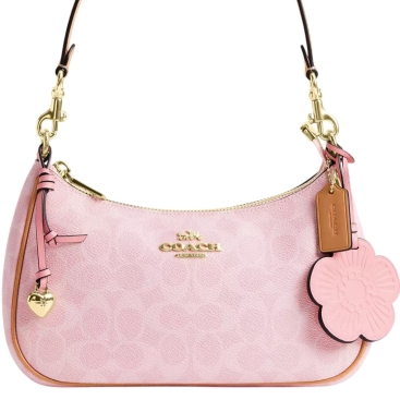 Túi nữ hồng Coach Teri Shoulder Bag In Signature Canvas With Charms Powder Pink CEA20