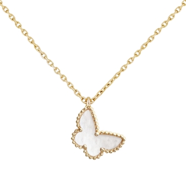 Dây Chuyền nữ thời trang Van Cleef & Arpels Sweet Alhambra Butterfly Pendant 18K Yellow Gold White Mother Of Pearl VCARF69300