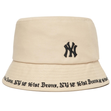 Mũ MLB màu kem Bucket Hat Gothic Lettering New York Yankees 3AHTHG01N