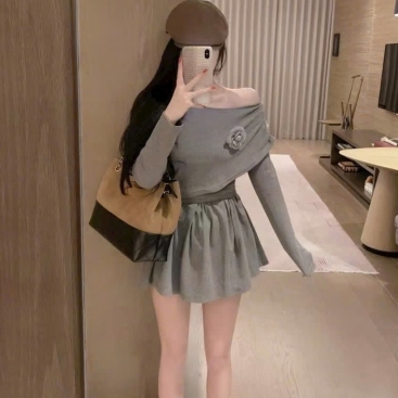 Áo váy thun xám nữ Chanel
