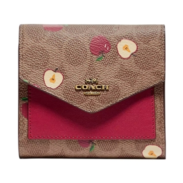 Ví ngắn nữ Coach Small Wallet In Signature Canvas With Scattered Apple Print F87709