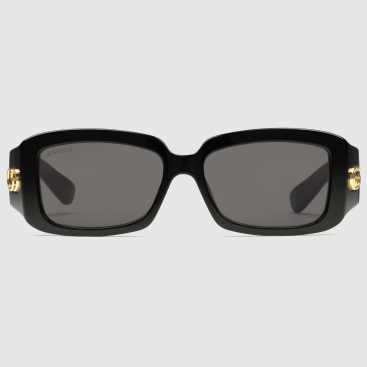 Kính mắt phom vuông Gucci Rectangular Shiny Black Acetate Frame With Double G Sunglasses GG1403S 