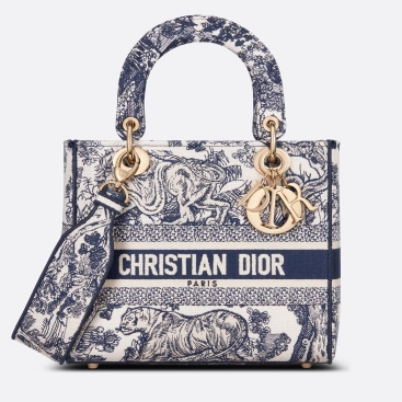 Túi xách nữ Dior Medium Lady D-Lite Bag Blue Toile de Jouy Embroidery
