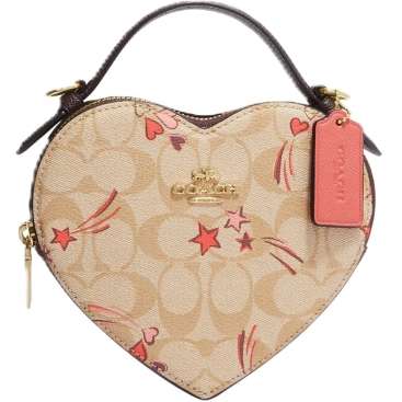 Túi đeo chéo Coach Heart Crossbody In Signature Canvas With Heart And Star Print Light Khaki Multi CK523