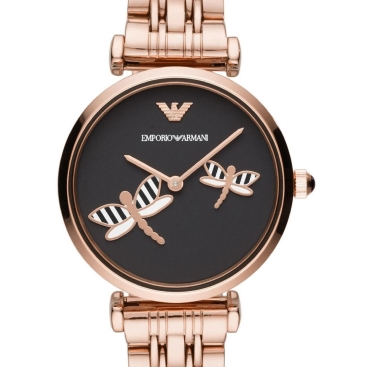 Đồng hồ nữ dây kim loại Emporio Armani Dragonfly Gianni T-Bar AR11206 Black Dial Watch for Women