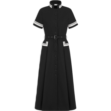 Áo đầm Dior Mid-Length Flared Shirtdress Black Cotton Gabardine