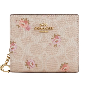 Ví ngắn nữ cầm tay Coach Snap Wallet In Signature Canvas With Floral Print CAR14