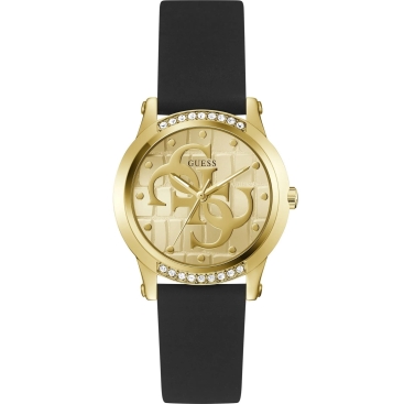 Đồng hồ đeo tay nữ Guess Ladies Black Gold Tone Analog Watch 