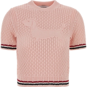 Áo nữ hồng Thom Browne Jacquard Cotton Sweater Light Pink