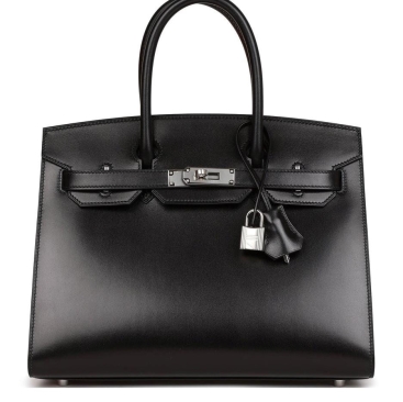 Túi nữ Hermes Birkin 25 Black Leather Bag Palladium Hardware