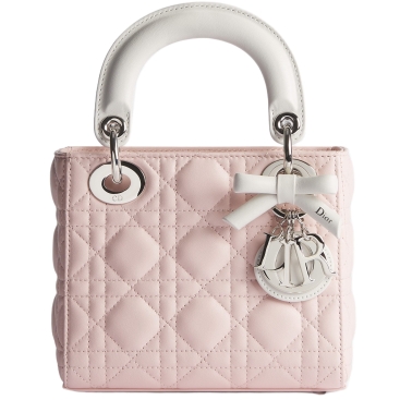 Túi xách Mini Lady Dior Bag with Chain Rose Soupir and Latte Cannage Lambskin