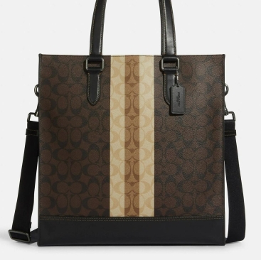 Túi Coach Graham Structured Tote In Blocked Signature Canvas With Varsity Stripe 