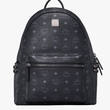 Balo unisex MCM size 30 màu đen Small-Medium Stark Side Studs Black Backpack in Visetos