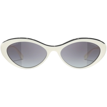 Kính mát Chanel Oval-framed Sunglasses Black and White  