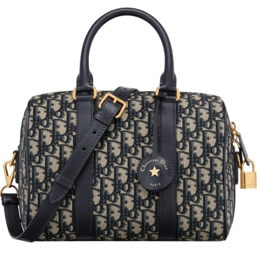 Túi trống Dior Groove 25 Bag Blue Dior Oblique Jacquard