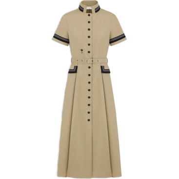 Áo đầm Dior Mid-Length Flared Shirtdress Beige Cotton Gabardine