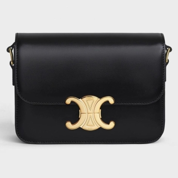 Túi Đeo Chéo nữ Celine Teen Triomphe Shoulder Bag In Shiny Calfskin Màu Đen