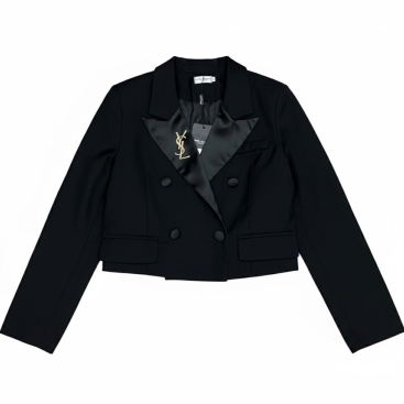 Áo khoác nữ phom ngắn tay dài đen YSL