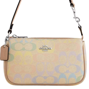 Túi kẹp nách Coach Nolita 19 In Rainbow Signature Canvas Sand Multi CDC38