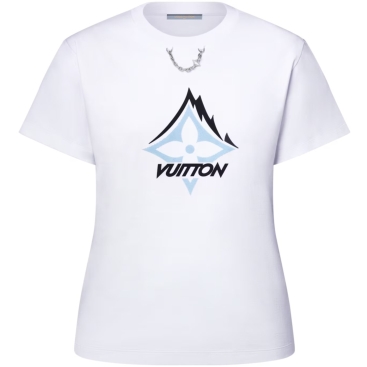 Áo thun trắng tay ngắn nữ LV Louis Vuitton Ski Mountain Signature T-Shirt
