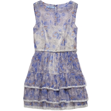 Đầm nữ Prada Floral Ruffle-Trim Woven Mini Dress