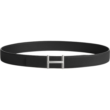 Dây nịt Hermes H Hisseo Belt Buckle Reversible Leather Strap Noir 32 mm