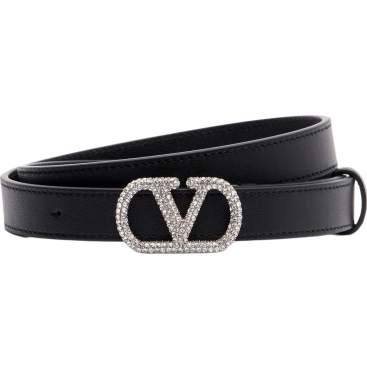 Dây nịt Valentino Garavani VLogo Crystal-embellished Leather Belt