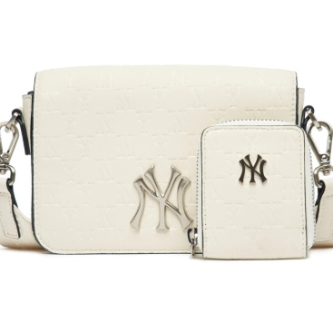 Túi đeo chéo unisex MLB NY Mini Monogram Embo Crossbag New York Yankees Cream 3ACRS032N-50CRS màu trắng