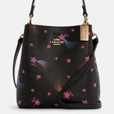 Túi nữ Coach màu đen ngôi sao Small Town Bucket Bag With Disco Star Print 