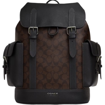 Ba lô Nam Coach Hudson Backpack In Black Antique Nickel Mahogany Signature Canvas CR388