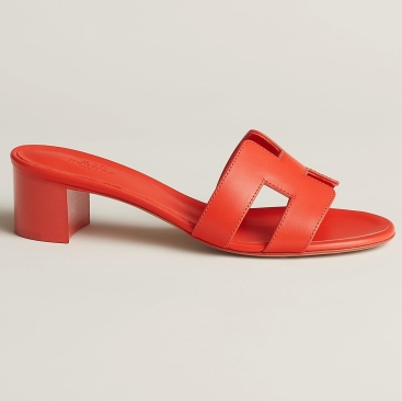 Dép Cao Gót nữ Hermès HM Oasis Sandal Mules Slides Rouge Jaipur Màu Cam