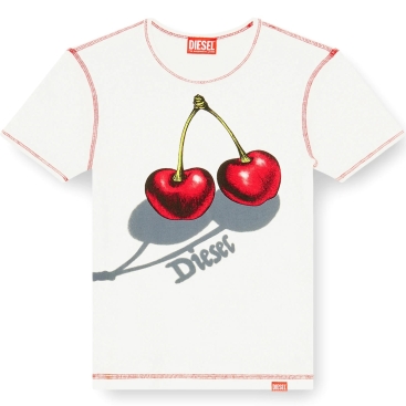 Áo thun trắng nữ Diesel Slim Cotton T-shirt With Cherry Print White