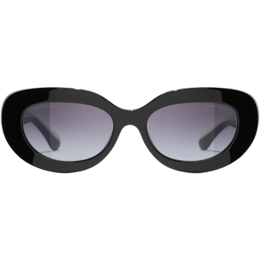 Kính mát Chanel Oval sunglasses Black Acetate Frame Gray Lenses 5562B