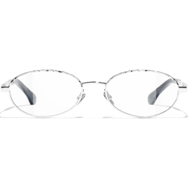 Kính mát gọng kim loại Chanel Oval Silver Frame Eyeglasses