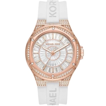 Đồng hồ đeo tay nữ Michael Kors Oversized Lennox Pavé Rose Gold-Tone and Silicone Watch MK7248