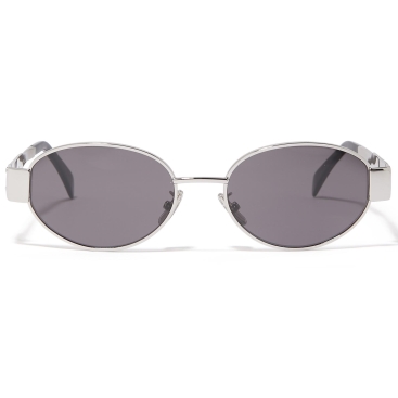 Mắt kính nữ Celine Triomphe Metal 01 Sunglasses In Silver Smoke Metal