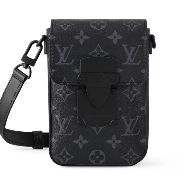 Túi đeo điện thoại unisex Louis Vuitton LV S-Lock Vertical Wearable Wallet Monogram Eclipse Coated Canvas Bags
