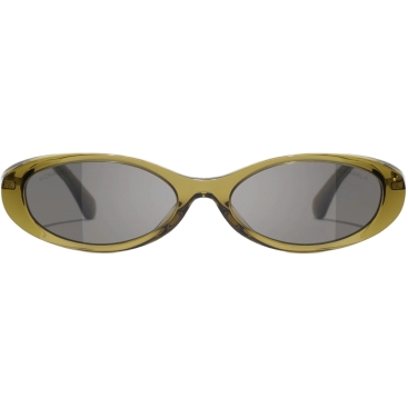 Kính nữ Chanel Oval Sunglasses Olive Frame Dark Brown Lenses 5565