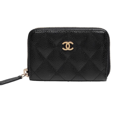 Ví nữ mini Chanel Black Caviar Zip Coin Purse